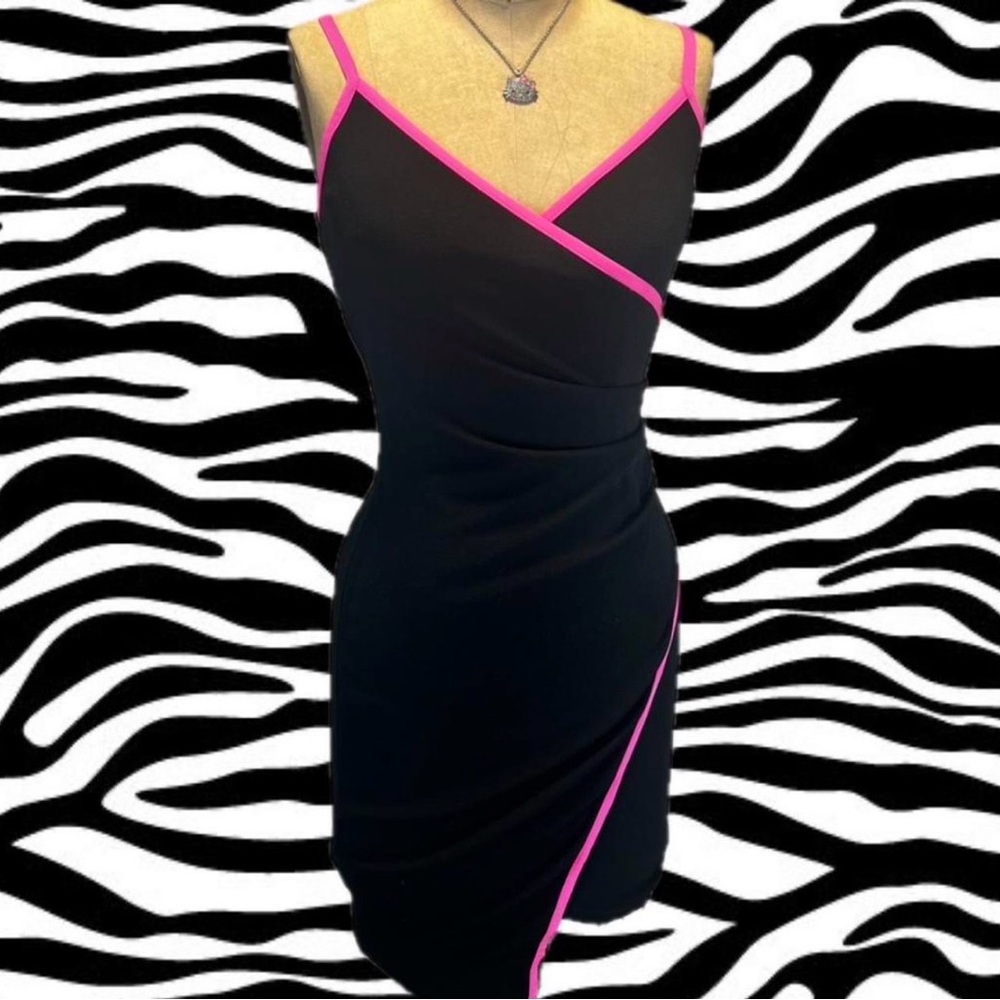 Almost Famous Black Dress with Pink Trim. Y2K core.